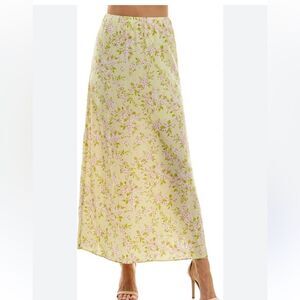 Urban Social XL Floral Yellow Skirt Slit Maxi